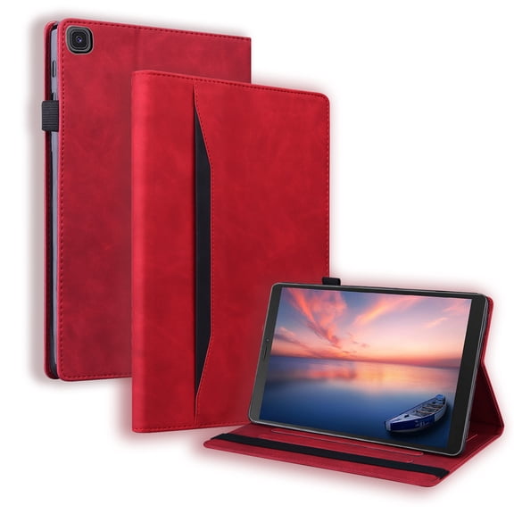 Dteck Case for Samsung Galaxy Tab A 8.0 2019 Model (SM-T290/T295), Multiple Viewing Angles Stand Folio Cover with Pocket,Red