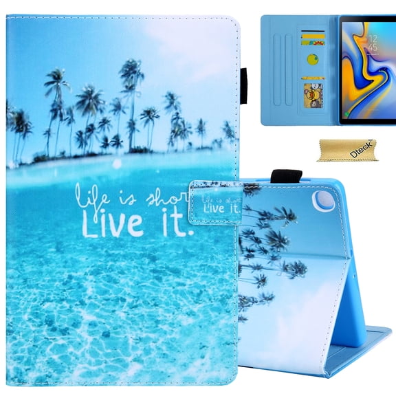Dteck Case for Samsung Galaxy Tab A11 8.7 Inch 2025, Cute Pattern Folding Folio PU Leather Stand Cover,Beach