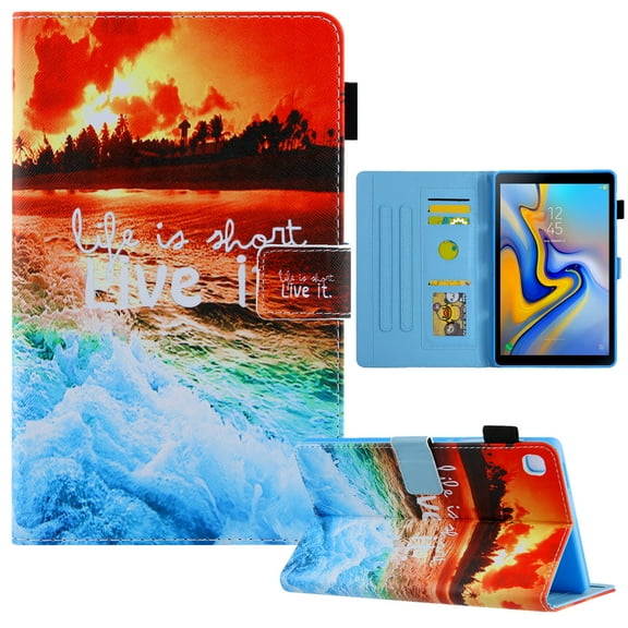 Dteck Case for Samsung Galaxy Tab A8 10.5 Inch 2022 SM-X200/X205/X207 with Credit Card Slots Pencil Holder, Cute Pattern Folio Flip Stand Case,Sunset
