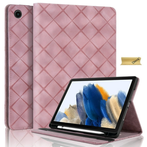 Dteck Case for Samsung Galaxy Tab A9+/A9 Plus 11 Inch, PU Leather Slim Folio Cover with Card Slots, Soft TPU Back Cover, 2-Angle Viewing Stand,Z_Pink