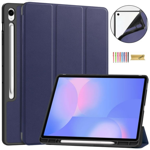 Dteck Case for Samsung Galaxy Tab S10 FE Plus 13.1 Inch 2025, Slim Trifold Stand Protective Cover with Pencil Holder, Dark Blue