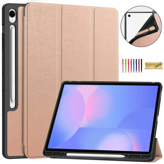 Dteck Case for Samsung Galaxy Tab S10 FE Plus 13.1 Inch 2025, Slim Trifold Stand Protective Cover with Pencil Holder, Rosegold