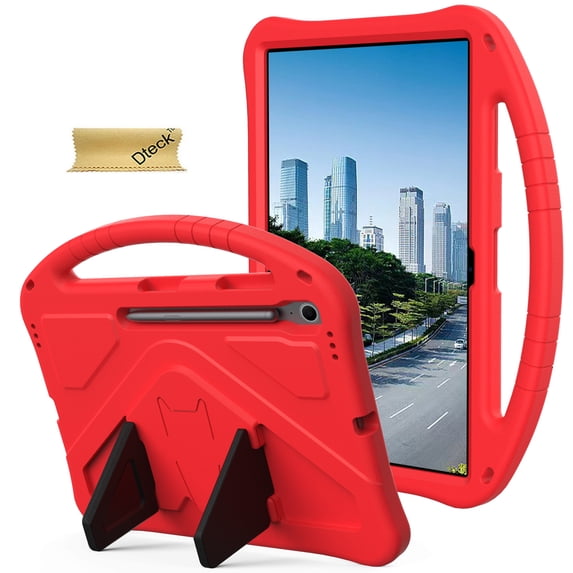 Dteck Case for Samsung Galaxy Tab S10 FE Plus 13.1 Inch Tablet 2025, EVA Shockproof Cover with Handle Stand,Red