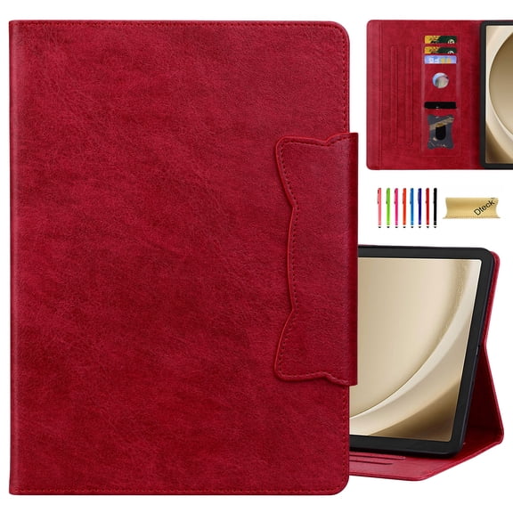 Dteck Case for Samsung Galaxy Tab S11 Tablet 11 Inch 2025, Shockproof Stand Folio Case with Card Slots,Red
