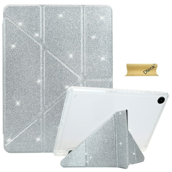 Dteck Case for Samsung Galaxy Tab S6 Lite 10.4 Inch 2024/2022/2020, Sparkly Glitter Cover with Clear TPU Back for Kids Girls,Silver