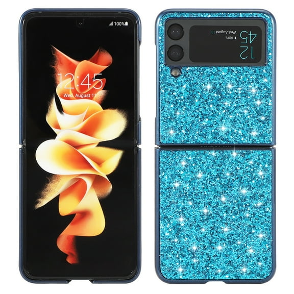 Dteck Case for Samsung Galaxy Z Flip 4,Shockproof Bling Glitter Hard PC Cover Slim Lightweigh Case for Galaxy Z Flip4 5G,Blue