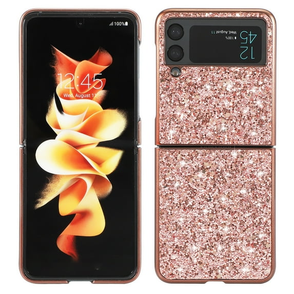 Dteck Case for Samsung Galaxy Z Flip 4,Shockproof Bling Glitter Hard PC Cover Slim Lightweigh Case for Galaxy Z Flip4 5G,Rosegold