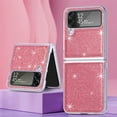 thumbnail image 1 of Dteck Case for Samsung Galaxy Z Flip4,Bling Glitter Leather Case Shockproof Hard PC Cover for Galaxy Z Flip4 5G,Pink, 1 of 5