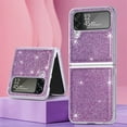 thumbnail image 1 of Dteck Case for Samsung Galaxy Z Flip4,Bling Glitter Leather Case Shockproof Hard PC Cover for Galaxy Z Flip4 5G,Purple, 1 of 5
