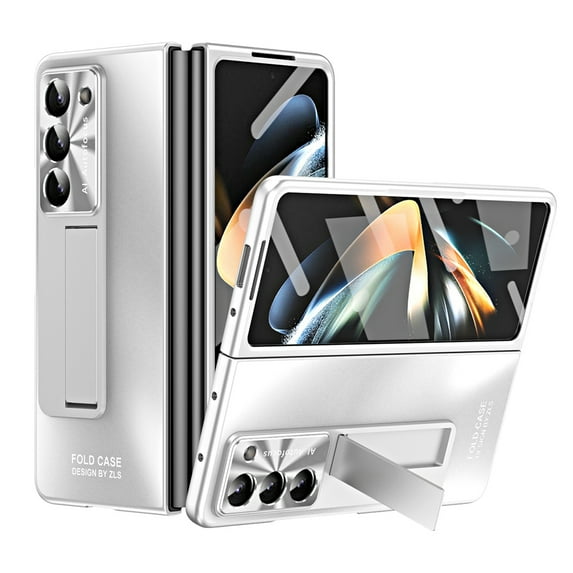 Dteck Case for Samsung Galaxy Z Fold 6,Luxury Case Built-in Front Screen Protector Shockproof Stand Cover for Galaxy Z Fold 6 5G,Silver