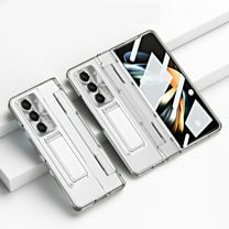 Dteck Case for Samsung Galaxy Z Fold 6,Shockproof Electroplating Case Built-in Screen Protector Hinge Protection Kickstand Full Body Cover,Clear