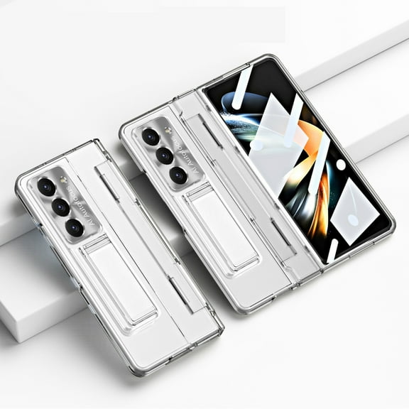 Dteck Case for Samsung Galaxy Z Fold 6,Shockproof Electroplating Case Built-in Screen Protector Hinge Protection Kickstand Full Body Cover,Clear
