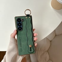 Dteck Case for Samsung Galaxy Z Fold 6,Shockproof Leather PC Case with Hand Strap/Ring Holder Slim Cover for Samsung Galaxy Z Fold 6,Green