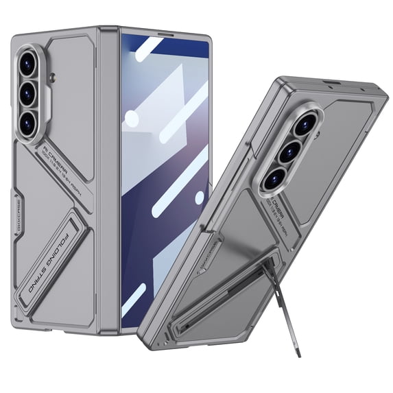 Dteck Case for Samsung Galaxy Z Fold 6,Shockproof PC Built-in Screen Protector Case Hinge Protection Stand Cover for Galaxy Z Fold 6,Gray