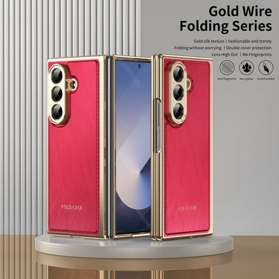 Dteck Case for Samsung Galaxy Z Fold 6,Shockproof PC Case Built-in Front Screen Protector Slim Cover for Galaxy Z Fold 6 ,Red