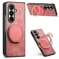 thumbnail image 1 of Dteck Case for Samsung Galaxy Z Fold 6 with Ring Kickstand, Shockproof PC+Leather Case Ring Holder Stand Cover for Galaxy Z Fold 6,Pink, 1 of 11
