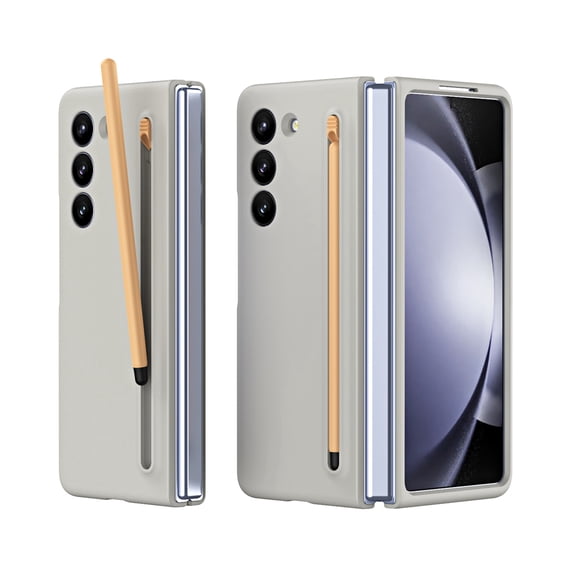 Dteck Case for Samsung Galaxy Z Fold 6 with Slim S Pen, Shockproof PC Case without Front Screen Protector Slim Cover for Galaxy Z Fold 6 5G,Lightgray
