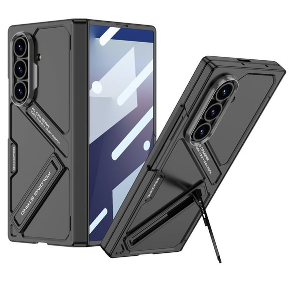 Dteck Case for Samsung Galaxy Z Fold 7,Shockproof PC Built-in Screen Protector Case Hinge Protection Stand Cover for Galaxy Z Fold 7,Black