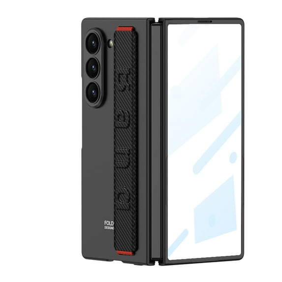 Dteck Case for Samsung Galaxy Z Fold 7, Slim PC Case Built-in Front Screen Protector Hand Strap Shockproof Cover for Galaxy Z Fold 7,Carbon Fiber
