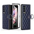 thumbnail image 1 of Dteck Case for Samsung Galaxy Z Fold3 5G,Luxury Leather Built-in Screen Protector Hybrid PC Shockproof Ring Holder Cover For Galaxy Z Fold3,Blue, 1 of 7