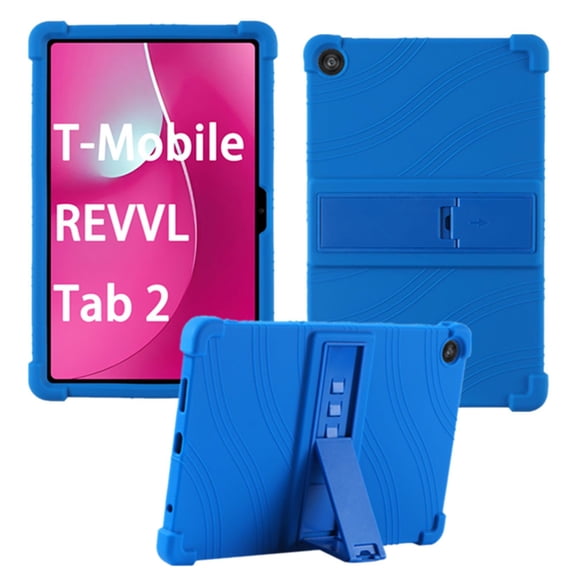 Dteck Case for T-Mobile REVVL Tab 2 Tablet 10.1 Inch 2025, Kids Friendly Soft Silicone Adjustable Stand Cover,Blue