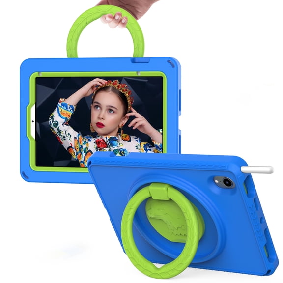 Dteck Case for iPad mini (A17 Pro) 8.3 inch 2024, iPad 6th Generation,Shockproof Rugged Kids Friendly EVA Case Hand Grip 360° Rotating Kickstand Washable Tablet Cover for iPad mini 6/mini 7,Blue