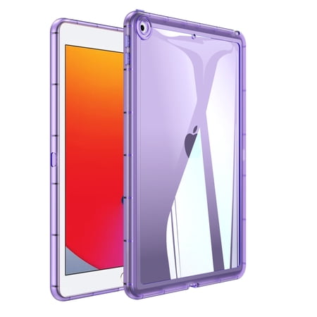 Dteck Case for iPad 9th/8th/7th Gen 10.2 Inch, Slim Lightweight Transparent Back Shell Shockproof Cover for iPad 10.2 Inch,Purple