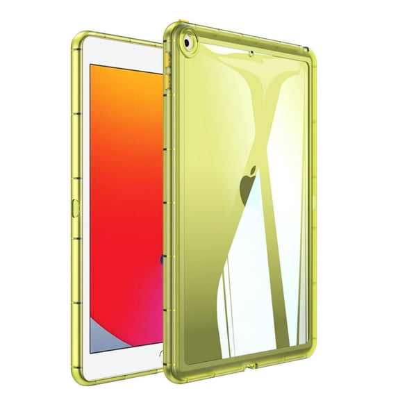 Dteck Case for iPad 9th/8th/7th Gen 10.2 Inch, Slim Lightweight Transparent Back Shell Shockproof Cover for iPad 10.2 Inch,Yellow