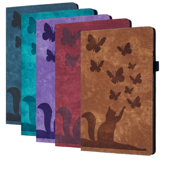 Dteck Case for iPad (A16) 11th Gen 2025 / iPad 10th Gen 10.9" 2022, Embossed Butterfly Pattern Flip Protective Cover with Card Holder, Brown