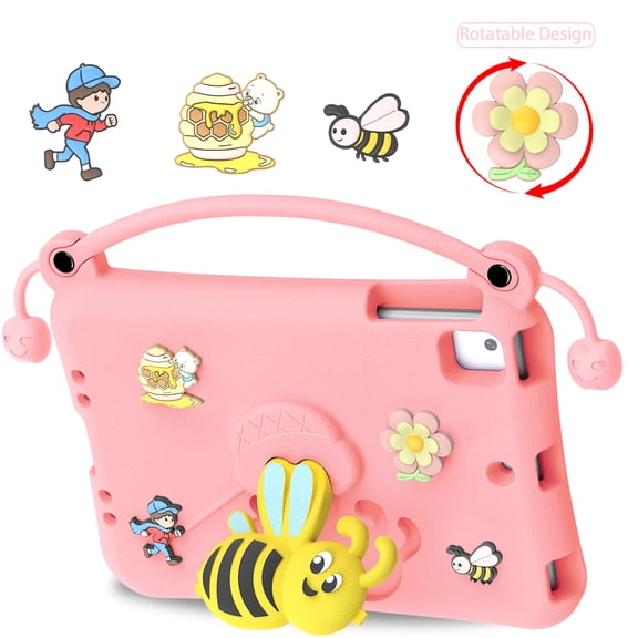 Dteck Case for iPad Mini 5 Generation 2019/ Mini 4 3 2 1, Kids Shockproof Little Bee Pattern EVA Foam Lightweight Back Protective Tablet Cover, Pink