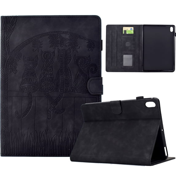 Dteck Case for iPad Mini 7 A17 Pro Case 2024 & iPad Mini 6 2021, Embossed Stand with Multiple Viewing Angles Stand PU Leather Back Cover, Black