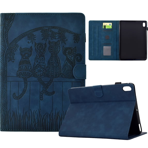 Dteck Case for iPad Mini 7 A17 Pro Case 2024 & iPad Mini 6 2021, Embossed Stand with Multiple Viewing Angles Stand PU Leather Back Cover, Darkblue