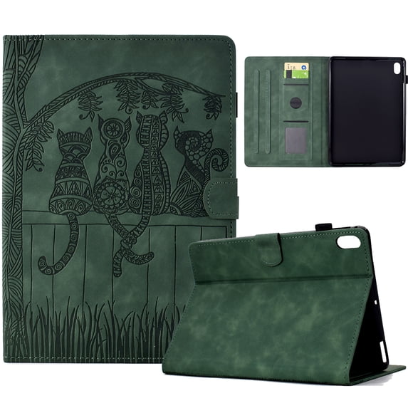 Dteck Case for iPad Mini 7 A17 Pro Case 2024 & iPad Mini 6 2021, Embossed Stand with Multiple Viewing Angles Stand PU Leather Back Cover, Green