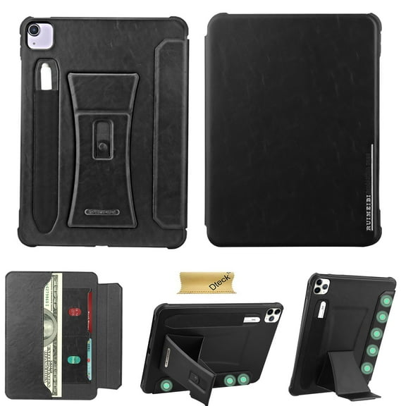 Dteck Case for iPad Pro 13 inch 2024,Luxury Leather Magnetic Card Slots Wallet Case Stand Shockproof Cover for iPad Pro 13-in. (M4),Black