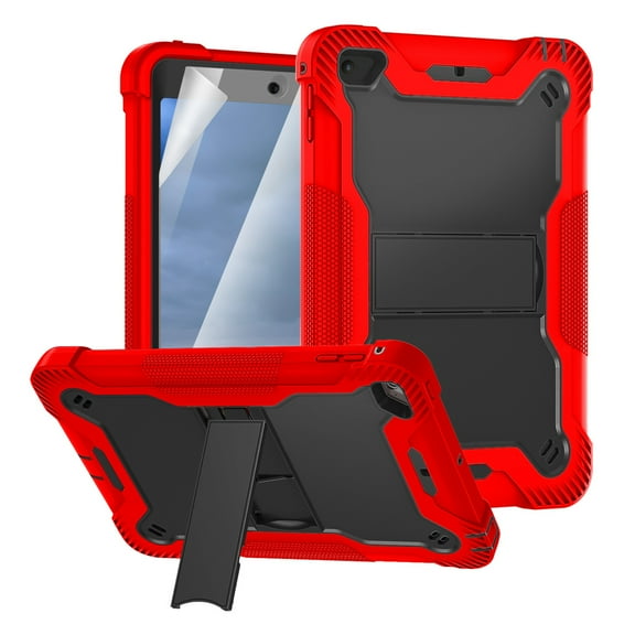 Dteck Case for iPad mini 5 / iPad mini 4 with Screen Protector Film, Dteck Heavy 3 IN 1 Rugged Shockproof Case Kickstand Protective Cover, Red
