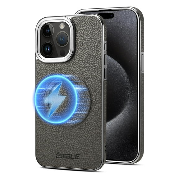 Dteck Case for iPhone 12/12 Pro,Magnetic Leather Case Mag-Safe Shockproof TPU Slim Luxury Business Back Cover, ,Grey