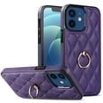 thumbnail image 1 of Dteck Case for iPhone 12 6.1-inch,Shockproof Leather Grid Case 360°Rotatable Ring Holder Kickstand Hybrid Rubber Cover,Purple, 1 of 8