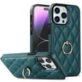 thumbnail image 1 of Dteck Case for iPhone 12 Pro 6.1-inch,Shockproof Leather Grid Case 360°Rotatable Ring Holder Kickstand Hybrid Rubber Cover,Darkgreen, 1 of 8