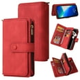 thumbnail image 1 of Dteck Case for iPhone 13 6.1-inch ,Retro Magnetic Leather Card Holder Wallet Zipper Flip Case Kickstand Protector Purse Shockrpoof Strap Cover,Red, 1 of 8