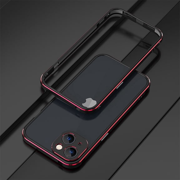 Dteck Case for iPhone 13 6.1-inch,Shockproof Metal Aluminum Bumper Frame Slim Case with Camera Lens Protector Cover for iPhone 13,Black+Red