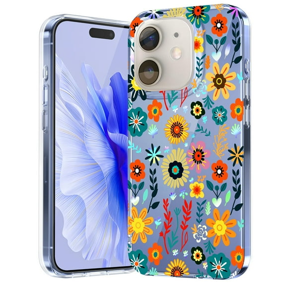 Dteck Case for iPhone 13 Case Clear with Design Slim Protective Soft TPU Bumper Embossed Pattern,Garden
