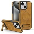 thumbnail image 1 of Dteck Case for iPhone 13,Magnetic Leather Case Built-in Invisible Stand Shockproof Rubber Kickstand Compatible with Mag Safe Cover,Brown, 1 of 7