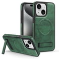 thumbnail image 1 of Dteck Case for iPhone 13,Magnetic Leather Case Built-in Invisible Stand Shockproof Rubber Kickstand Compatible with Mag Safe Cover,Darkgreen, 1 of 7