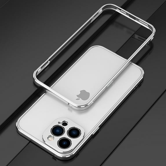 Dteck Case for iPhone 13 Pro 6.1-inch,Shockproof Metal Aluminum Bumper Frame Slim Case with Camera Lens Protector Cover for iPhone 13 Pro,Silver