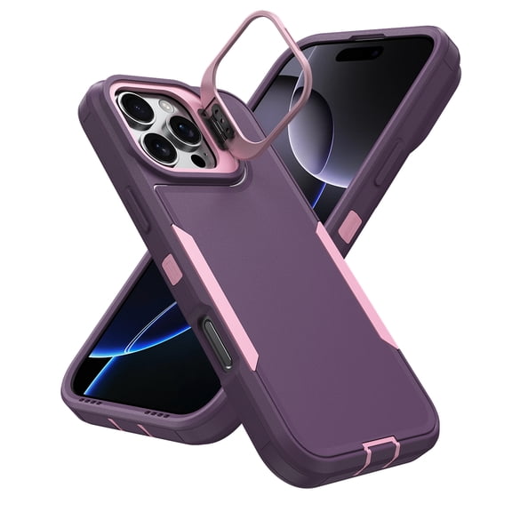 Dteck Case for iPhone 13 Pro Max, Shockproof TPU+PC Case Built in Stash Stand Back Cover for iPhone 13 Pro Max,Purple