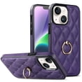 thumbnail image 1 of Dteck Case for iPhone 14 6.1-inch,Shockproof Leather Grid Case 360°Rotatable Ring Holder Kickstand Hybrid Rubber Cover,Purple, 1 of 8