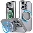 thumbnail image 1 of Dteck Case for iPhone 14 Pro,Magnetic Rubber Case Matte PC Mag-Safe with 360°Rotating Invisible Ring Stand Military Grade Shockproof Back Cover,Grey, 1 of 7