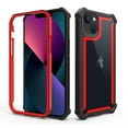 thumbnail image 1 of Dteck Case for iPhone 14,Shockproof Dual-Layer Protection Silicone+PC Case Heavy Duty Rugged Crystal Clear Back Cover for iPhone 14,Black+Red, 1 of 2
