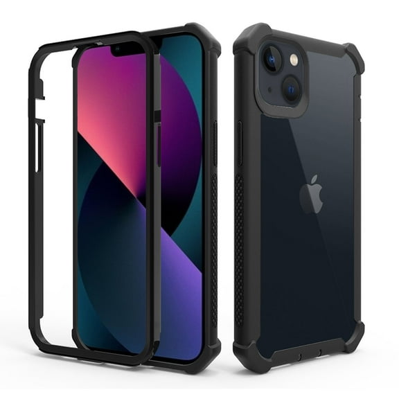 Dteck Case for iPhone 14,Shockproof Dual-Layer Protection Silicone+PC Case Heavy Duty Rugged Crystal Clear Back Cover for iPhone 14,Black