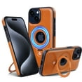 thumbnail image 1 of Dteck Case for iPhone 14 ,Shockproof Leather Magnetic Mag Safe Case Hybrid Rubber Built-in invisible Mag Kickstand Cover, Brown, 1 of 7